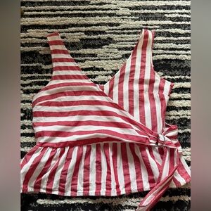 Abercrombie& Fitch Striped Wrap Top - Red and White Wrap